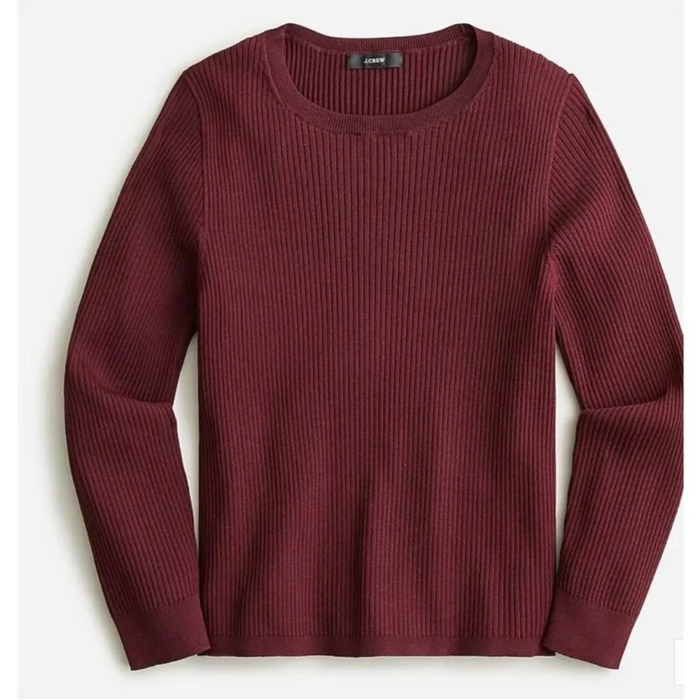 J.Crew Supersculpt Ribbed Sweater T-Shirt Midnight Burgundy Womens Size small
